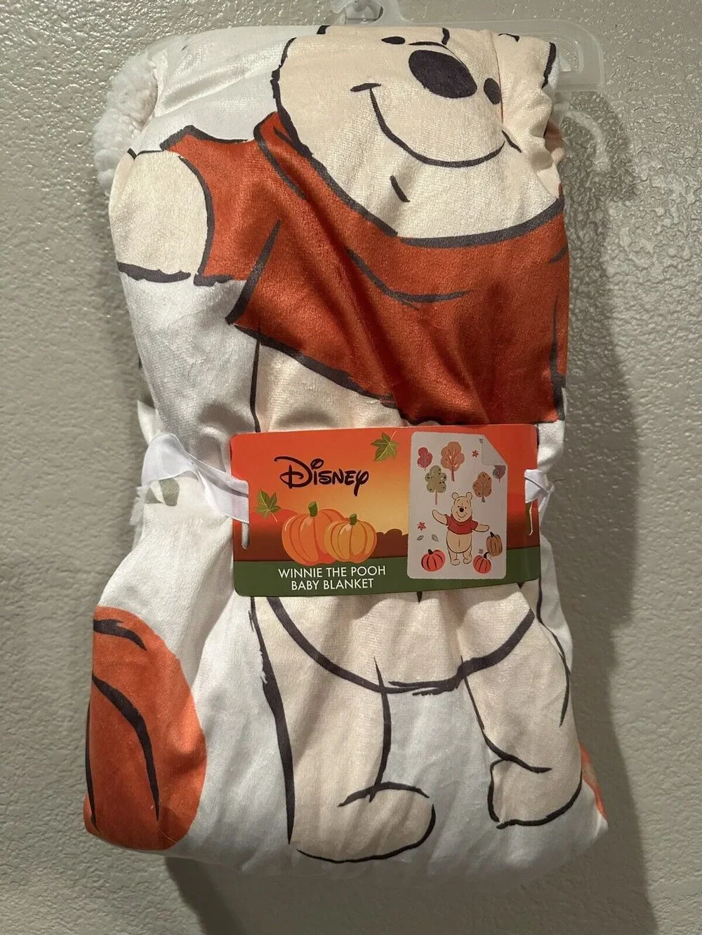 NWT Disney Winnie The Pooh Pumpkin Fall 30x40 Baby Blanket